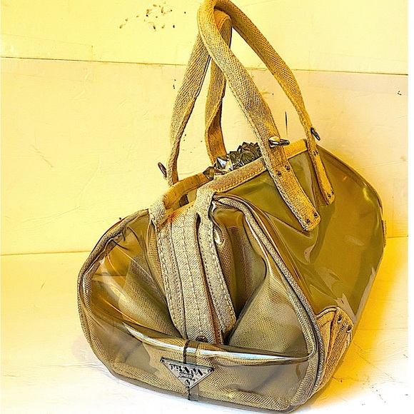 Authentic Prada PVC Transparent & Canvas Handbag - Picture 3 of 12
